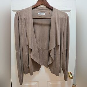 Bagatelle faux suede drapes front jacket, taupe/mushroom XL